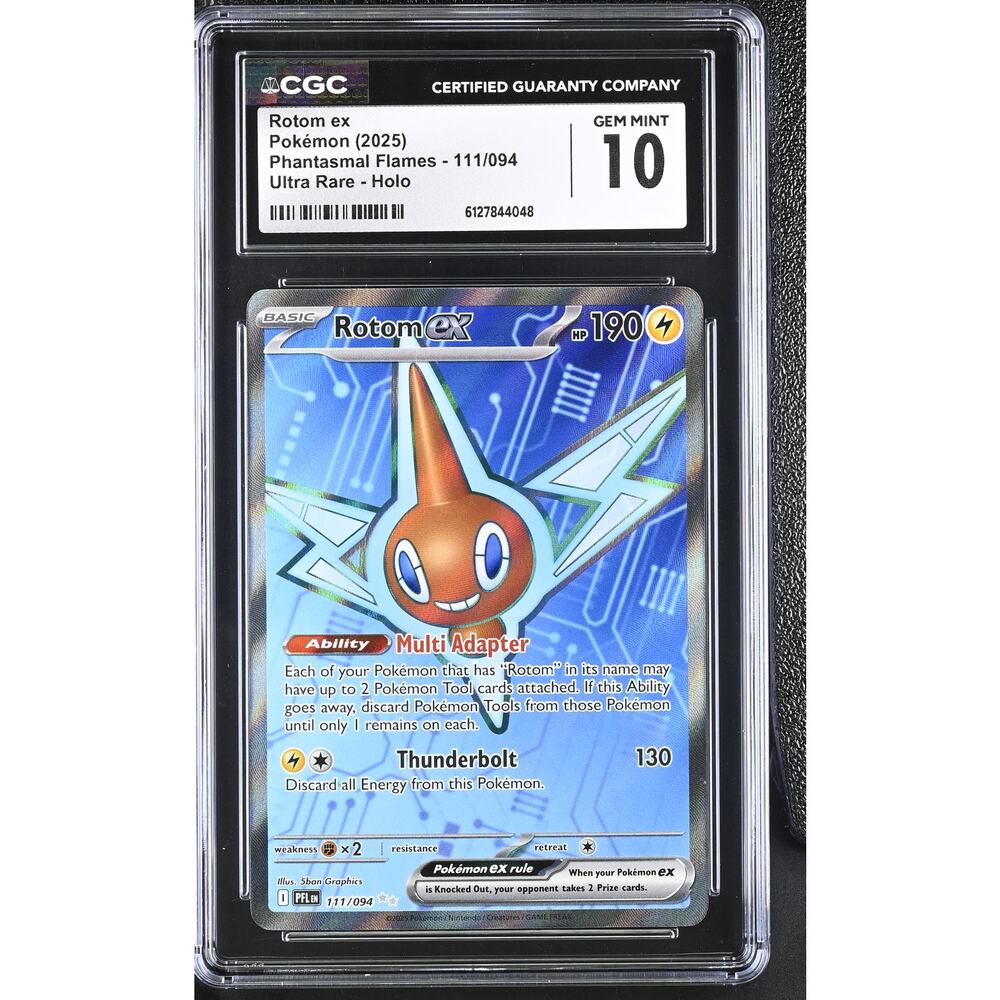 CGC 10 GEM MINT Rotom ex 111/094 Pokémon 2025 Phantasmal Flames Ultra Rare Holo